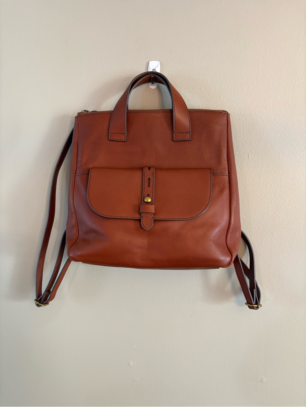 Fossil Brown Leather Backpack Tote